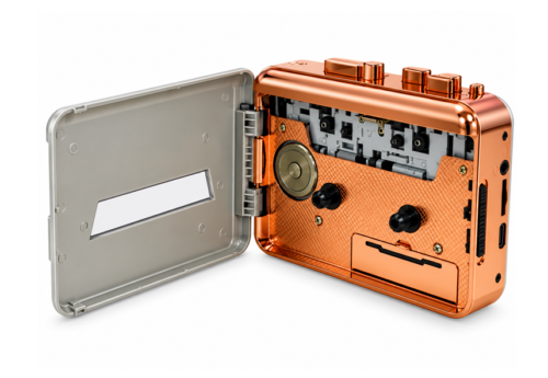 Retro Copper Cassette Player Close-Up