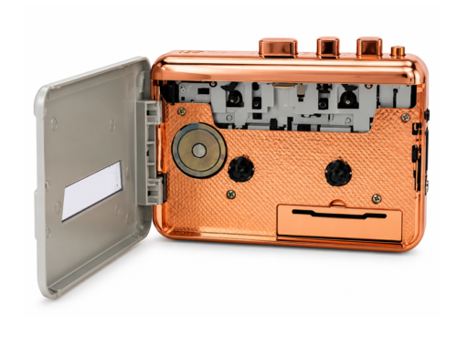 Retro Rose-Gold Cassette Player Open
