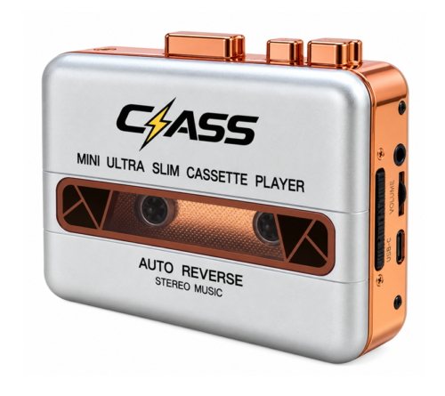 Retro Silver and Rose-Gold Cassette Player