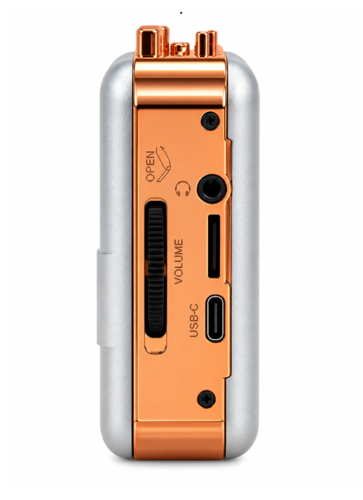 Rose-Gold Portable Audio Player Side Panel
