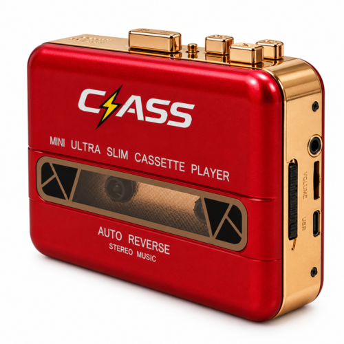 Red and Gold Retro Cassette Player