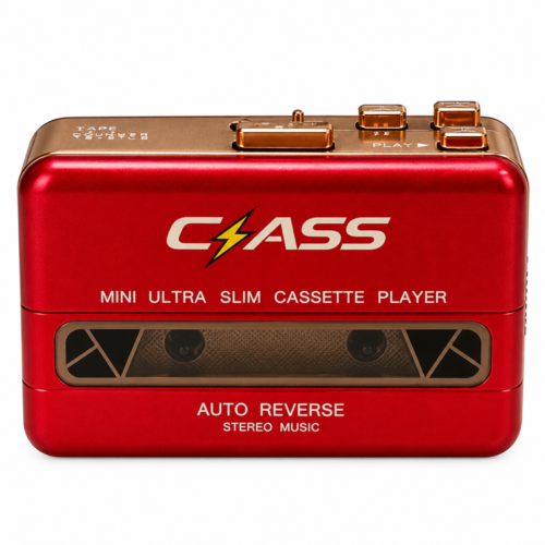 Retro Red Mini Cassette Player