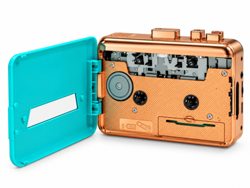 Retro Rose-Gold Cassette Player Open