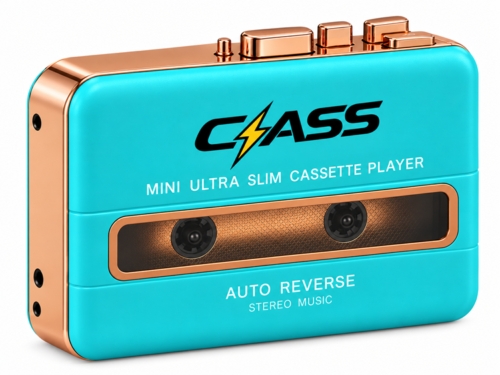 Retro Turquoise Cassette Player Product Shot