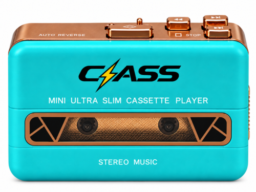 Turquoise Cassette Player Studio Portrait