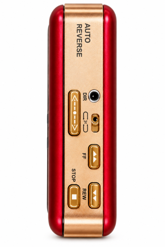 Vintage Red-and-Gold Cassette Player Panel