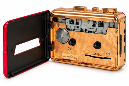 Vintage Rose-Gold Cassette Player Interior